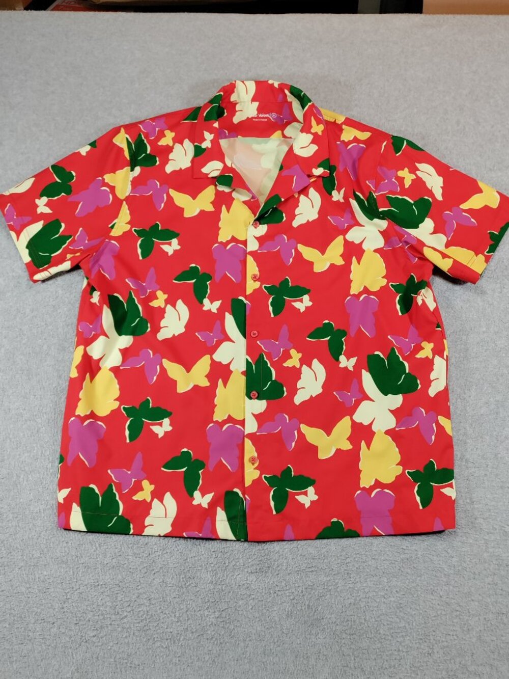 Outdoor Voices XL SolarCool Camp Shirt Red Butterfly